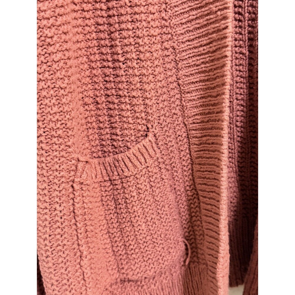 Madewell Bobble Knit Cardigan Dusty Rose Open Front Pom Pom Sleeve Size Small - Picture 6 of 7